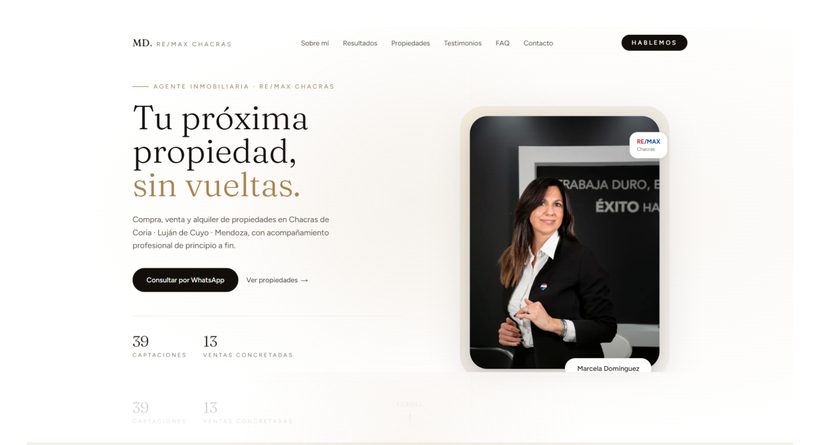 Sitio web de Marcela Domínguez (RE/MAX)